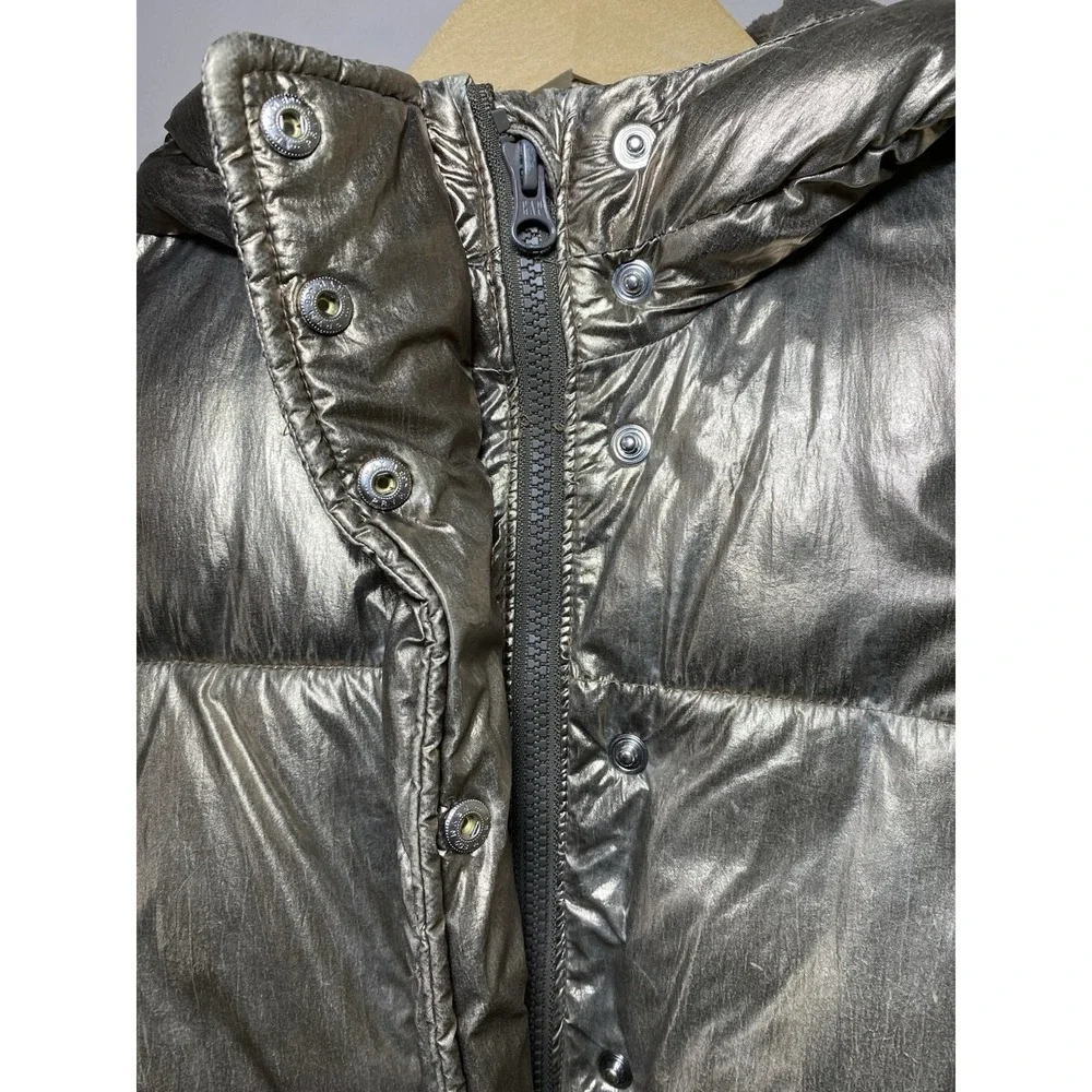 GAP Kids XSMALL Metallic Bronze Gold Puffer Coat Jacket Hooded Fleece Storm Cuff